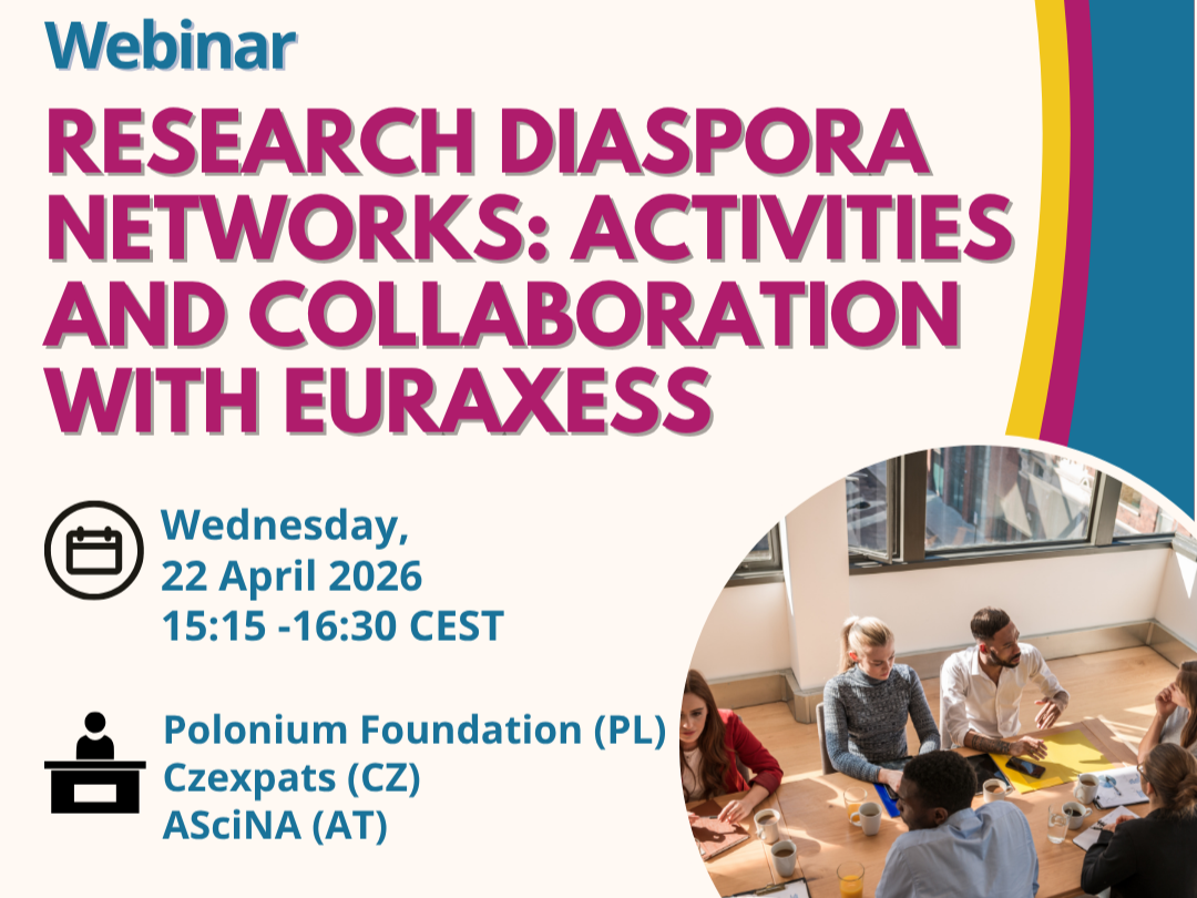 Pozvánka na webinár o výskumných diasporách s názvom „Siete výskumných diaspor: Aktivity a spolupráca s EURAXESS“