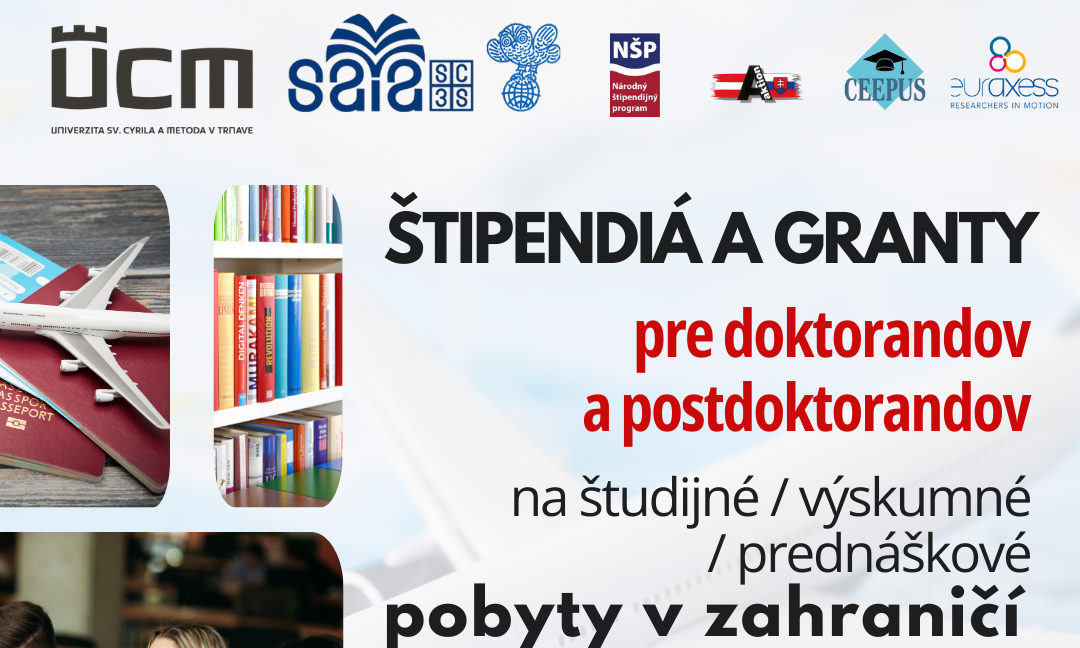 Pozvánka na online seminár o štipendijných príležitostiach pre doktorandky, doktorandov, mladých vedeckých pracovníkov a pracovníčky, VŠ pedagógov a pedagogičky
